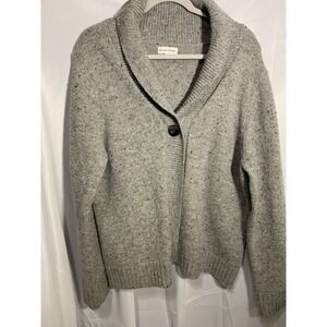 STUDIO WORKS~Women's XL Grey Speckled Knit Long Sleeve Cardigan 1-Button Stretch